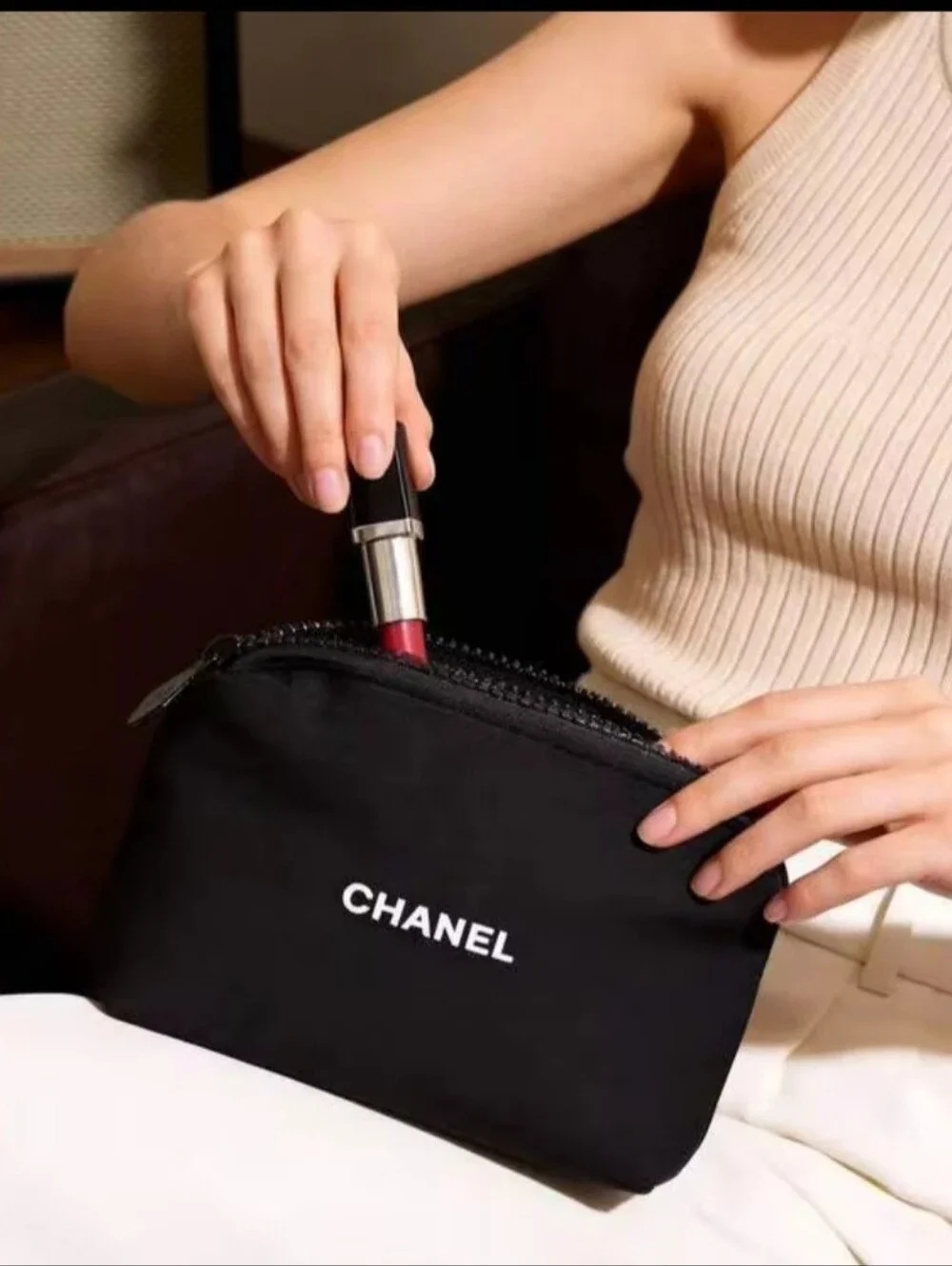 CHANEL Black Cosmetics Bag